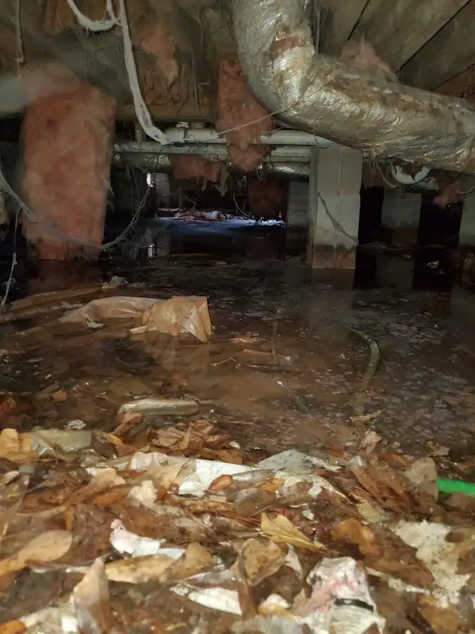 Crawl space flood assessment for Commercial Water Damage Restoration in Olyphant